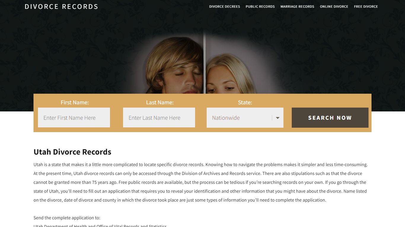 Utah Divorce Records | Enter Name & Search | 14 Days FREE